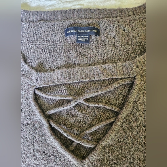 Womens American Eagle Sweater Bell Sleeves Criss Cross Design Cutout Soft Feel - Picture 2 of 7